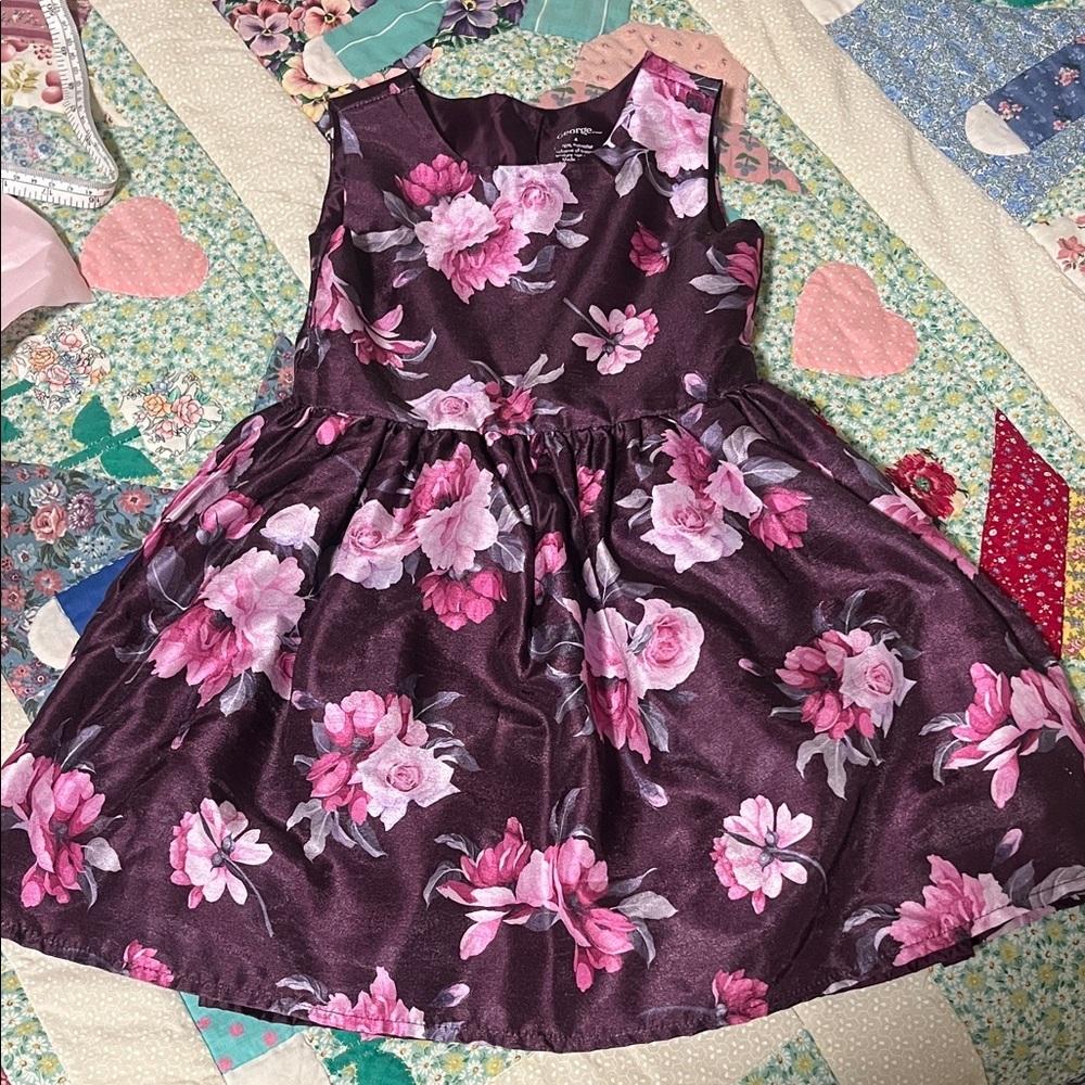 George Purple Floral Kids Dress